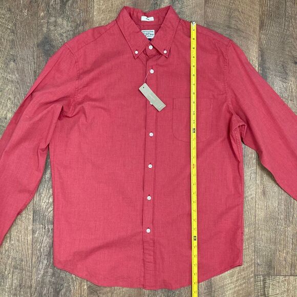 J Crew NWT Men’s Secret Wash Red Button Down Cotton Long Sleeve Shirt Slim Fit L - Picture 7 of 9